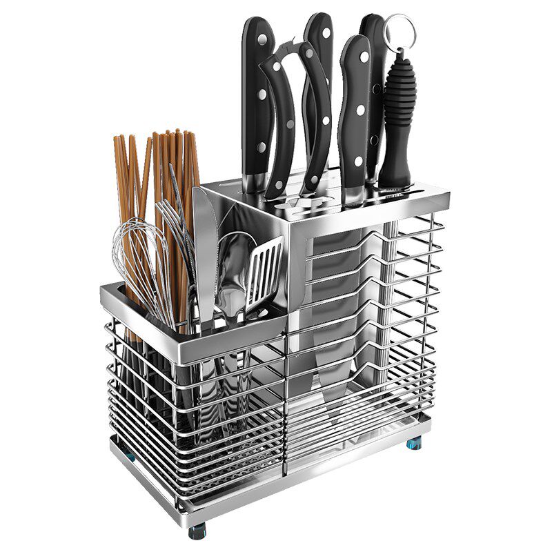 304不锈钢筷子盒厨具沥水刀架收纳厨房K家用筷筒笼刀具一体置物架