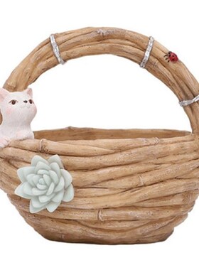 Succulent Plaknter Simulation Bamboo Basket Flowerpot Plant