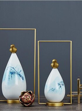 现代新中式陶瓷储物n罐摆件创意客厅茶室酒柜玄关软装饰品家居摆