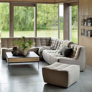 华夫格沙发比利时Ethnicraft/N701组合布艺沙发懒人模块转角沙发