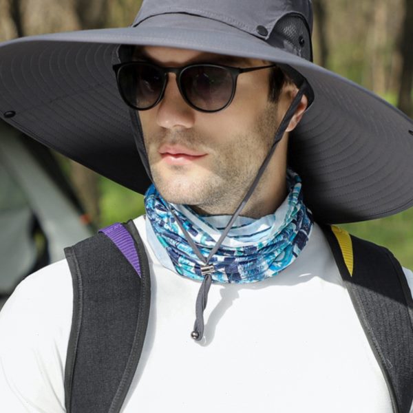 遮阳帽子男夏季大檐垂钓防晒帽户外登山防紫外线太阳帽遮脸渔夫帽