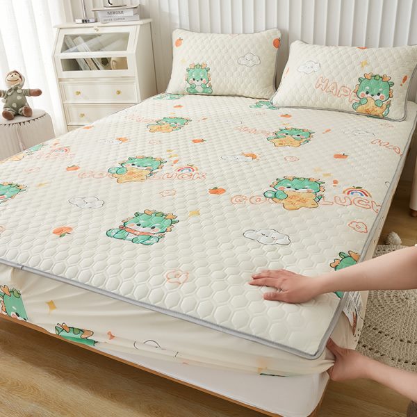 加厚乳胶凉席床笠款三件套可水机洗床单人夏季卡通空调冰丝软席子