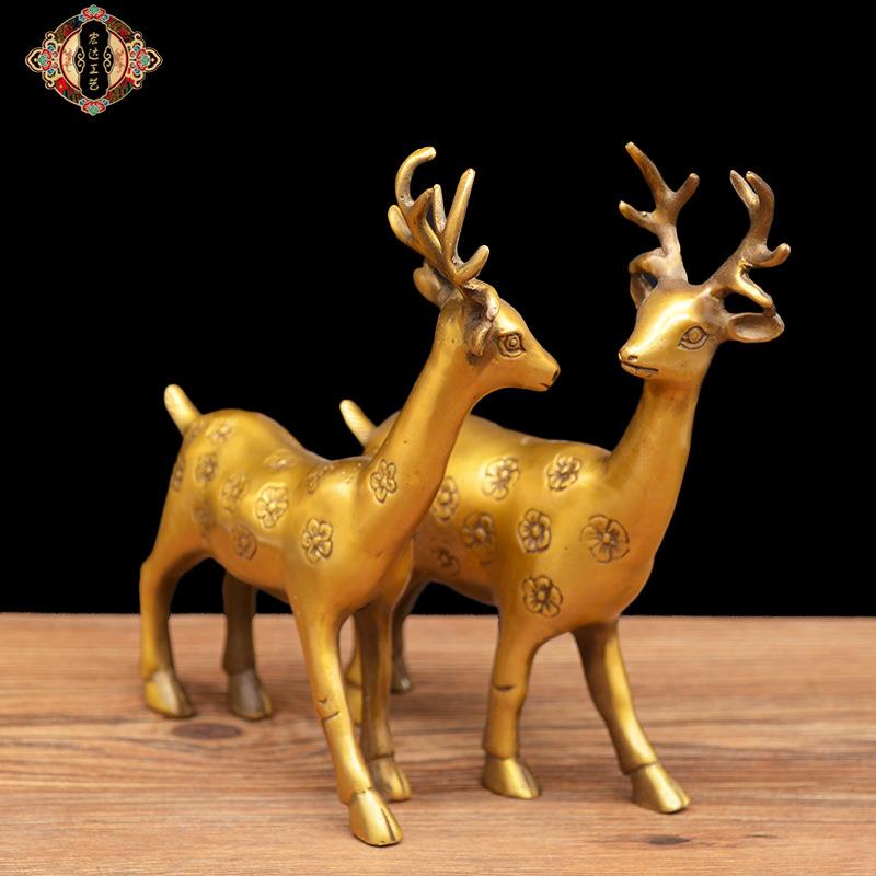 宏达铜器 黄铜梅花鹿 一路发 铜器礼品摆件