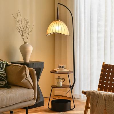 中古风落地灯客厅沙发旁边茶几氛围灯具卧室床头柜置物架一体台灯