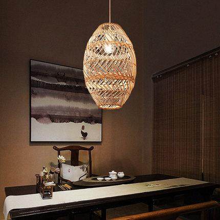新中式吊灯东南亚藤编创意田园餐厅火锅店饭店民宿灯罩装饰吊灯