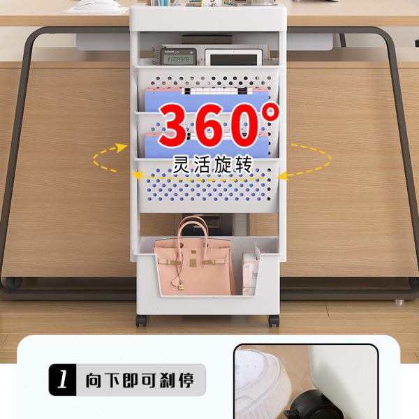 办公室可移动小书架文件收纳置物架桌边旁小推车带轮落地简易书柜