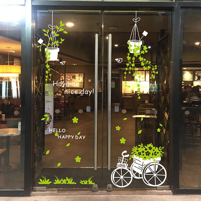 创意植物花橱窗玻璃推拉门贴画 餐厅阳台窗贴店铺墙壁装饰墙贴纸图片