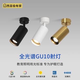 射灯可调角度单个家用客厅背景墙吸顶式 led明装 聚光照画金色射灯