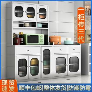 不锈钢餐边柜家用厨房橱柜碗柜微波炉烤箱置物柜厨房锅具收纳柜