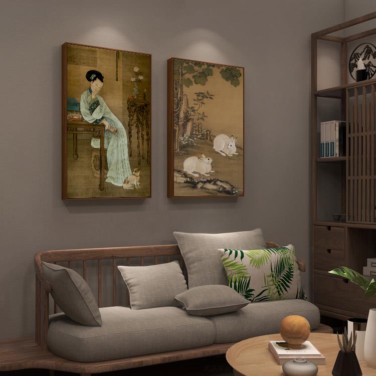 春阁倦读新中式书房客厅装饰画复古仕女图人物国画仿古画玄关挂画图片