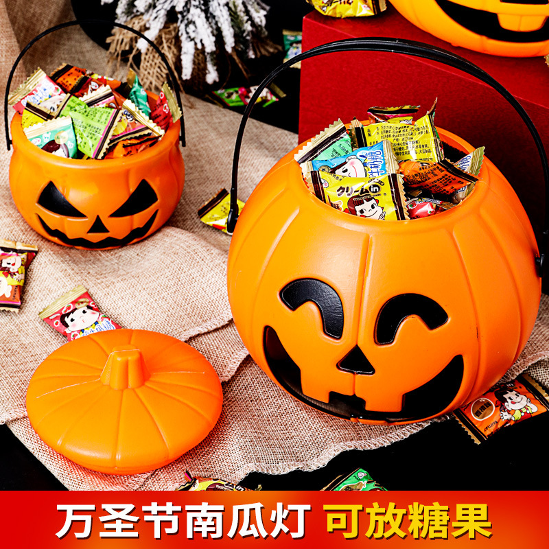 万圣节手提南瓜桶南瓜灯儿童糖果桶万圣场景布置幼儿园表演通用