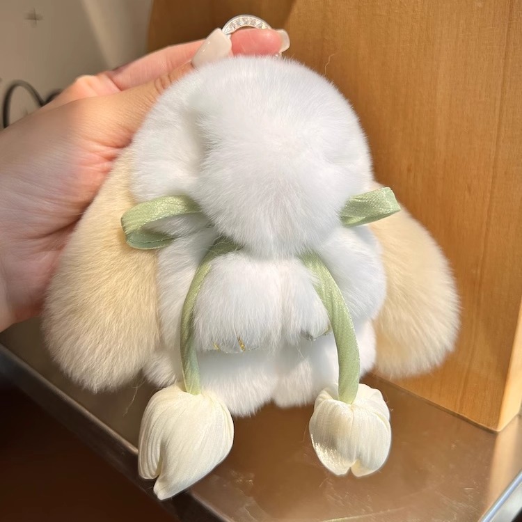 可爱真獭兔毛小兔子钥匙扣挂件迷你毛绒公仔装死兔书包挂饰礼物