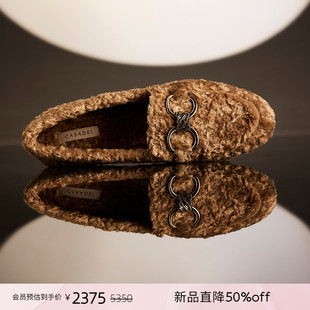CASADEI/卡桑蒂【12期免息】新品 平底乐福鞋豆豆鞋一脚蹬毛毛鞋