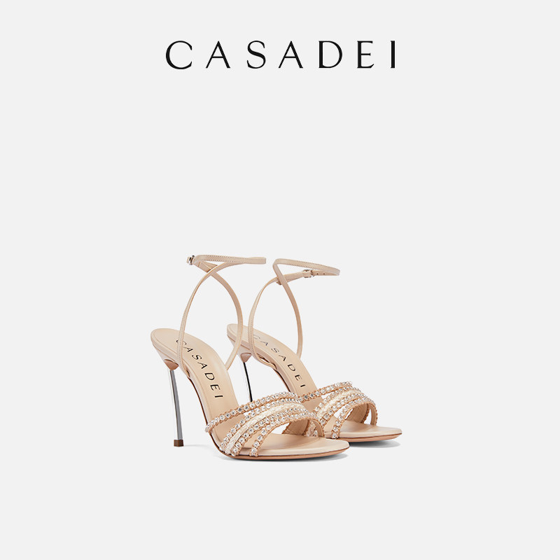 CASADEI/卡桑蒂Blade 高跟水钻凉鞋 钢制刀锋鞋跟