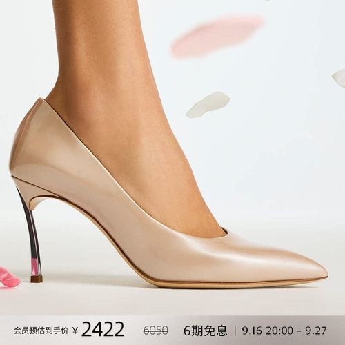 漆皮牛皮高跟鞋钢制刀锋鞋跟