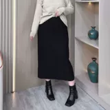 Демисезонная флисовая длинная юбка, большой размер, по фигуре, свободный прямой крой, высокая талия, А-силуэт