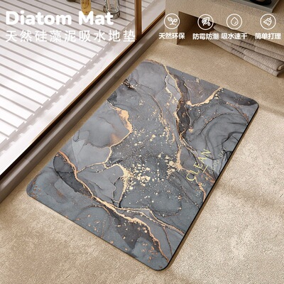 硅藻泥地垫浴室吸水脚垫门口垫子踩脚垫轻奢大理石卫浴地毯进垫