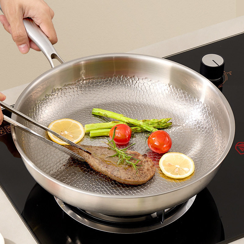 德国高端钛平底锅家用无涂层牛排钛煎锅钛合金不粘锅煤气灶有钛锅