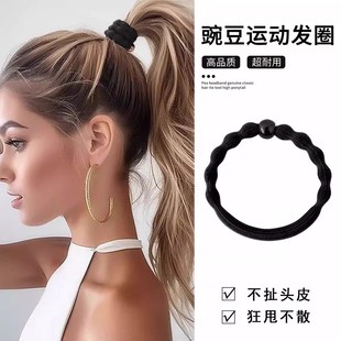 豆豆发圈头绳高马尾发饰运动高弹力黑色橡皮筋女扎头高级感不伤发