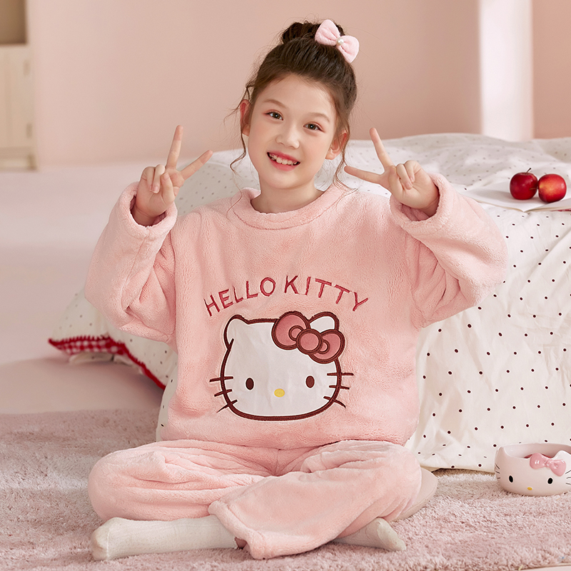 青少年珊瑚绒厚款卡通亲子家居服