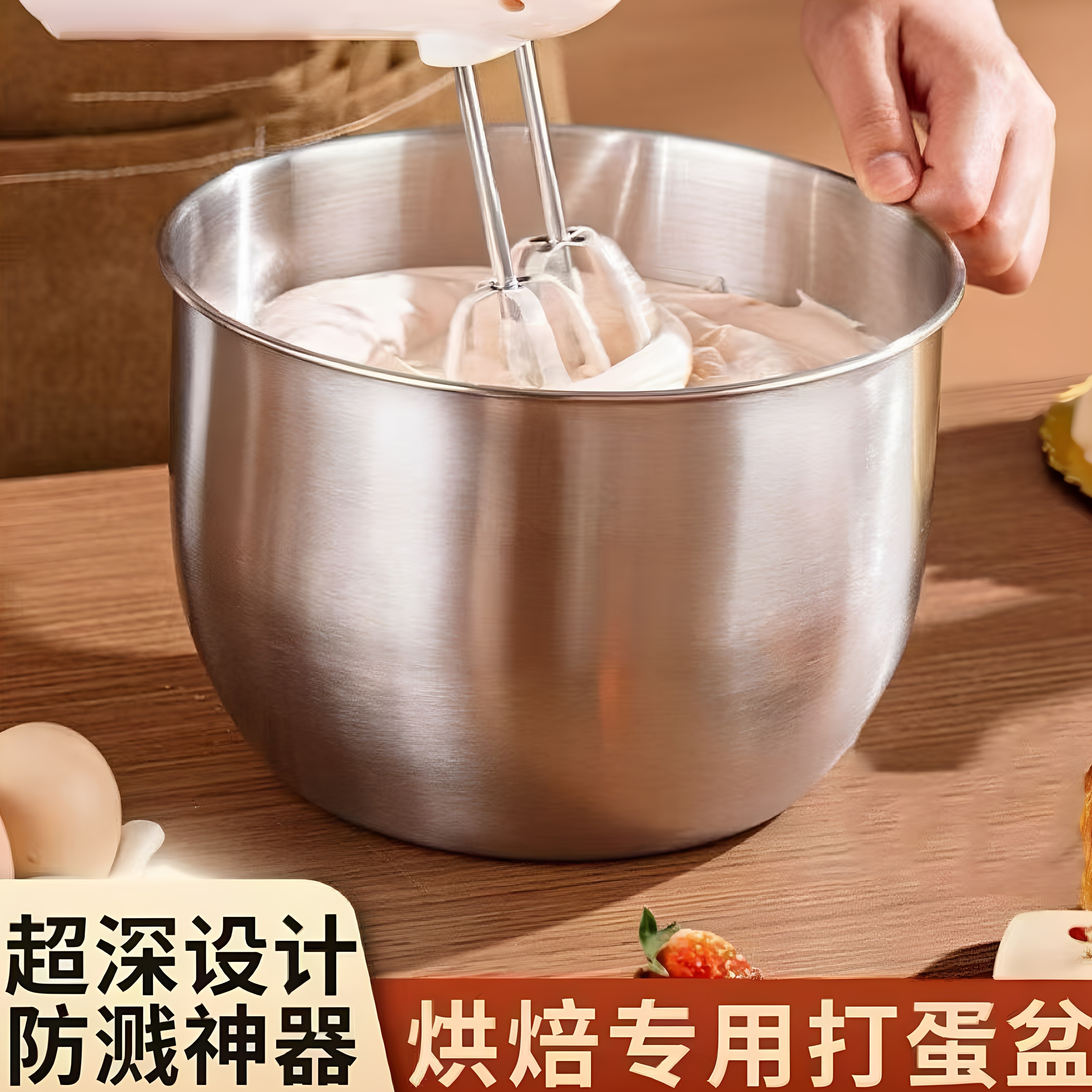 加厚不锈钢加深打蛋盆烘焙用