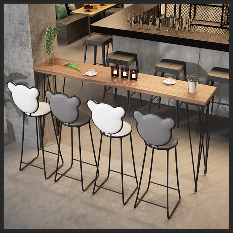 实木吧台桌家用阳台靠墙窄桌子简约长条高脚桌商用奶茶店酒吧桌椅