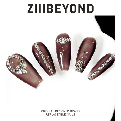 再变纯手工穿戴甲闪钻