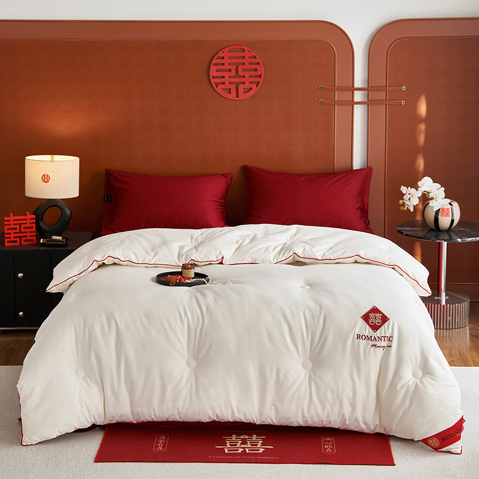 全棉刺绣婚庆红色喜字被子结婚被芯大豆纤维被春秋化纤被新婚冬被,床上用品,化纤被,淘宝优惠券,粉丝福利购,淘宝优惠卷