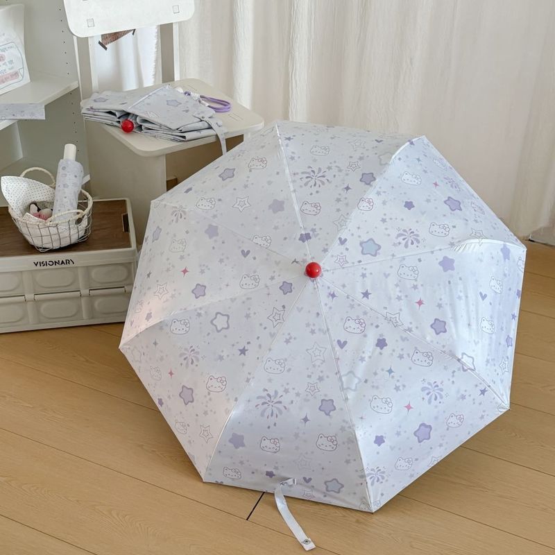 黑胶抵御日晒伞具猫咪星星图案全自动晴雨两用遮阳家用伞具