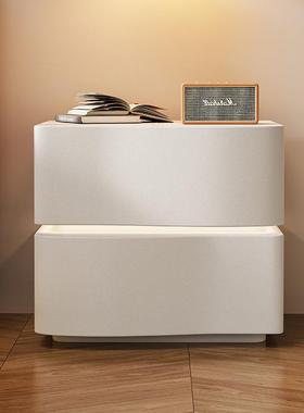 奶油风床头柜现代简约设计师感极简卧室实木落地床边白色边柜