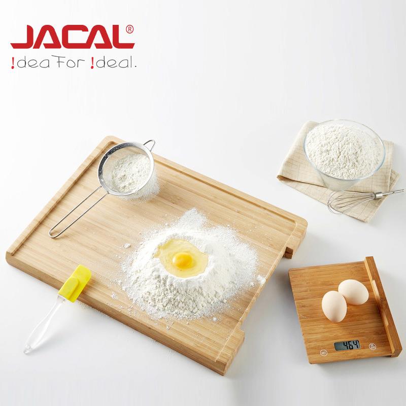 积高外贸款式LCD显示5kg竹子材料电子厨房烘焙砧板秤
