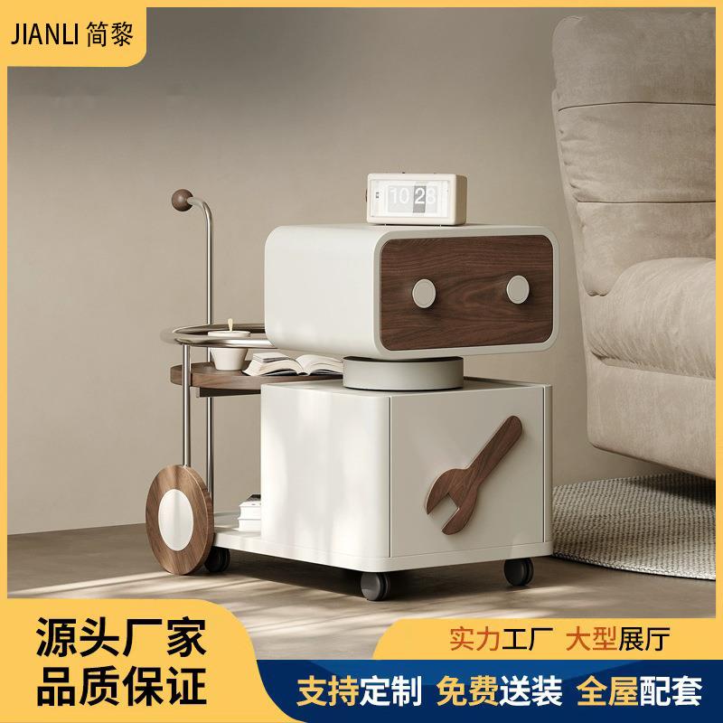 意式极简创意小推车边几设计师客厅小户型沙发储物边柜可移动边几