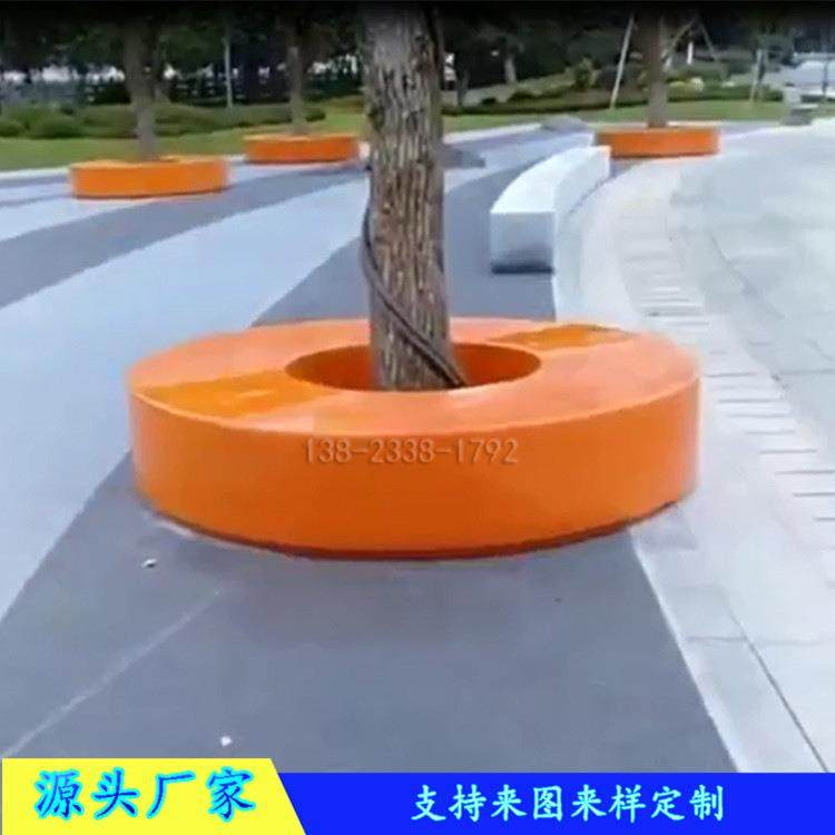玻璃钢圆形树池座椅公园时尚休闲椅子户外景观大型玻璃钢花池坐凳