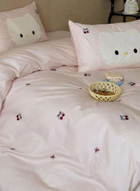 少女心100S全棉磨毛四件套秋冬纯棉加厚保暖被套可爱裸睡1.8m床品