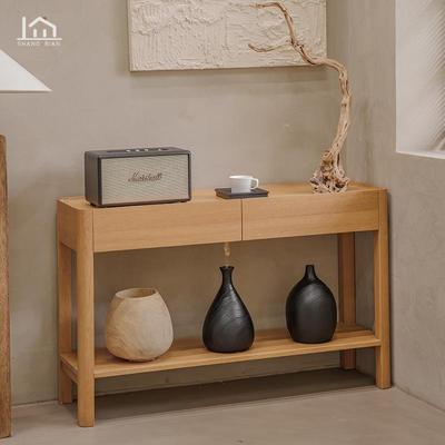 上边禾沐边柜复古风柚木实木玄关柜家用入户门厅柜民宿玄关架子