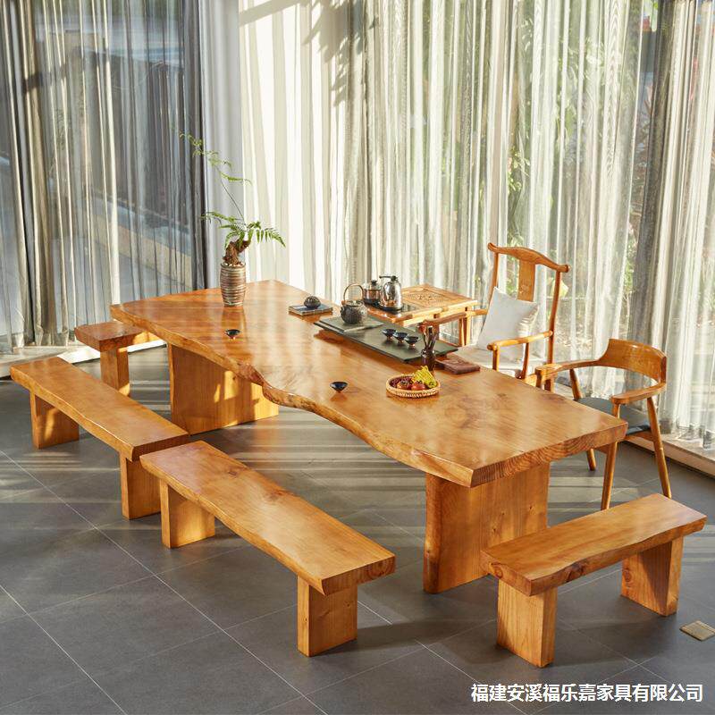 实木茶几茶桌椅组合简约现代大板桌办公室喝茶原木茶台功夫泡茶桌