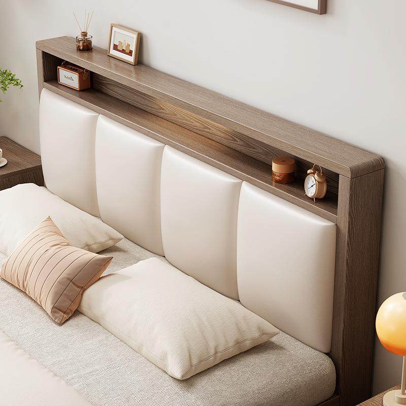 K*简约现代1米8双人床出租房家用经济型软包储物1.52单人床实木床