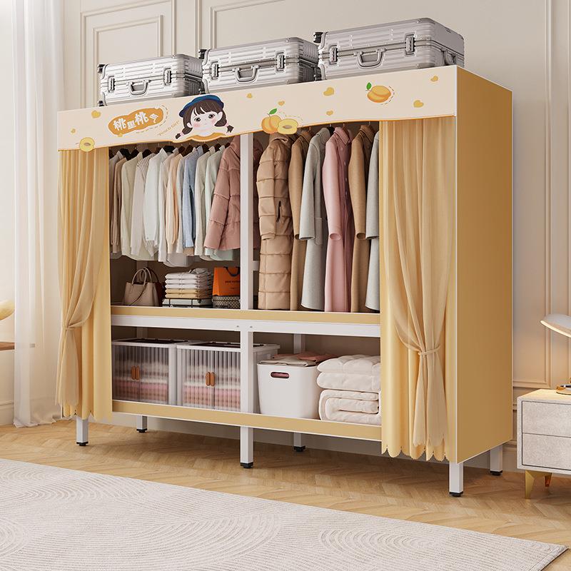 r^免安装衣柜卧室家用简易出租房布衣柜耐用结实折叠组装钢架衣橱