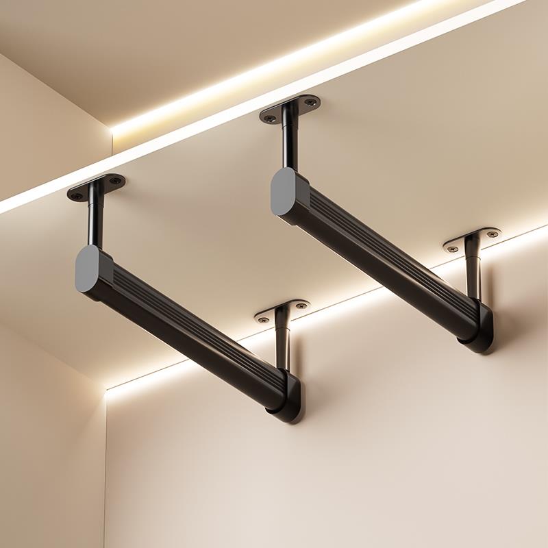 u型挂衣杆浅衣柜顶装衣通纵向竖向挂杆橱柜内薄柜伸缩抽拉衣架吊