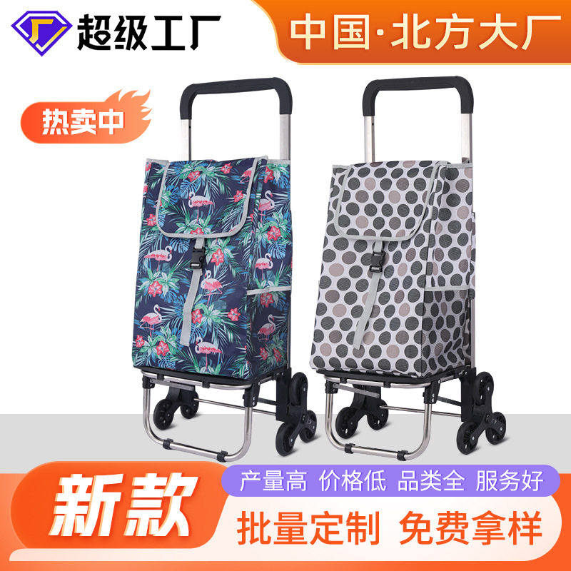 不锈钢伸缩杆购物车扩展伸缩折叠家用拉杆车老人爬楼购物车买菜车