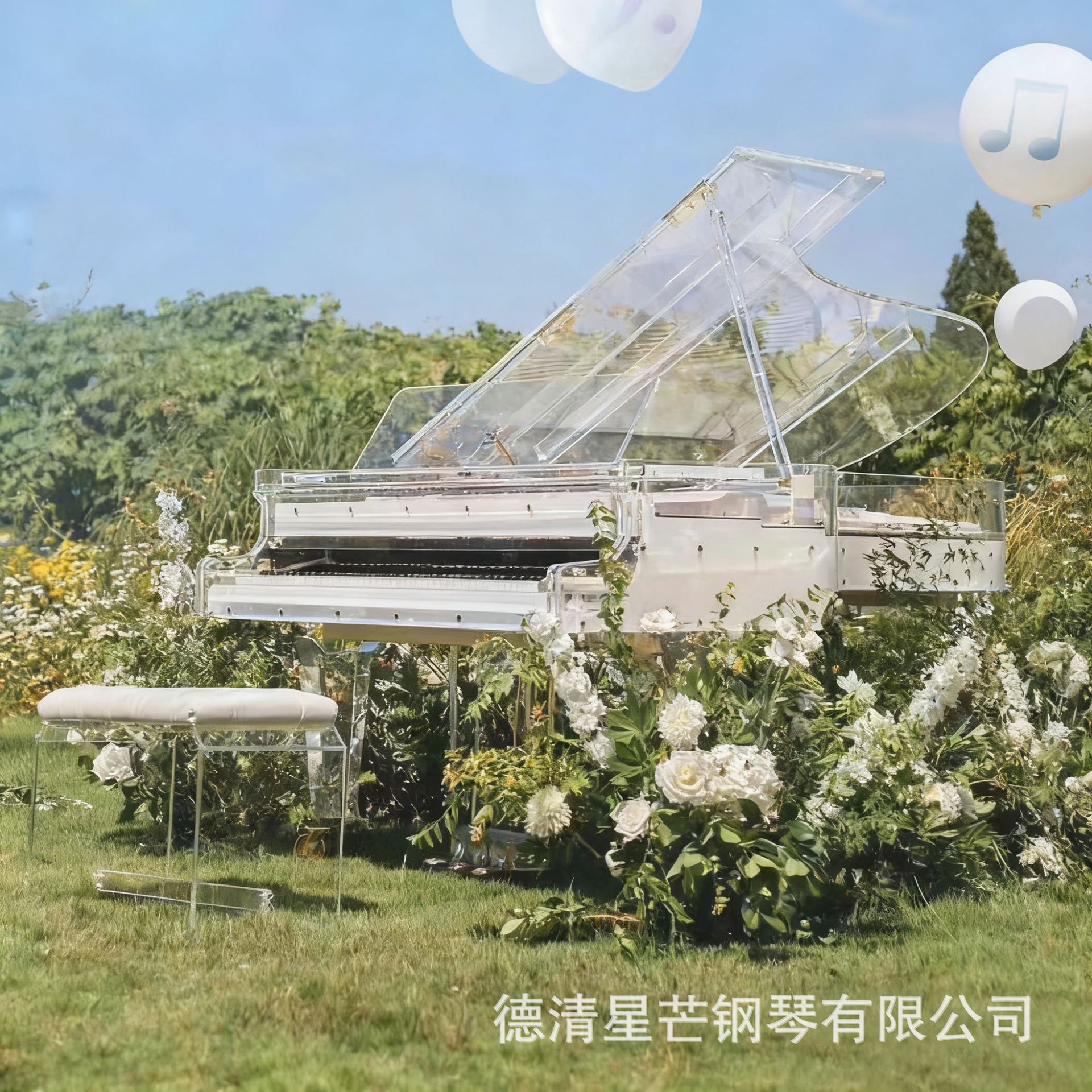 手工雕花透明水晶三角钢琴玩具