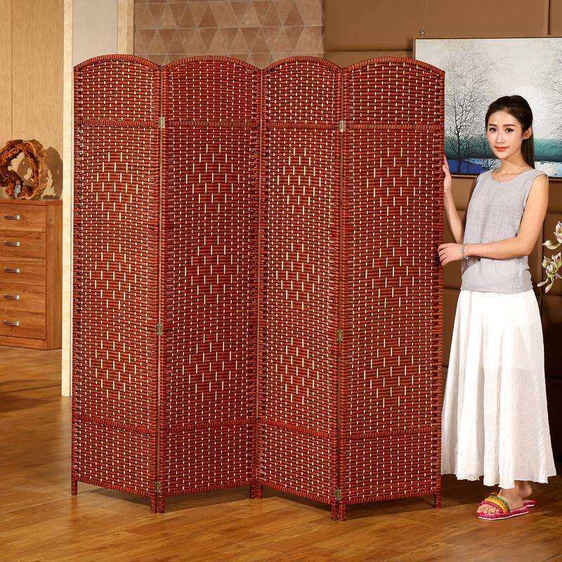 藤编屏风简易折叠移动隔断墙办公室客厅现代简约卧室遮挡家用折屏