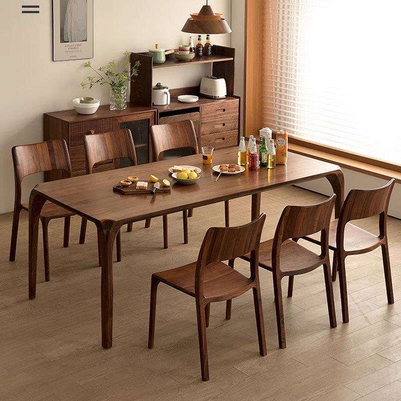 北美黑胡桃实木餐桌椅樱桃木原木餐厅储物长方形大板榫卯书桌餐桌