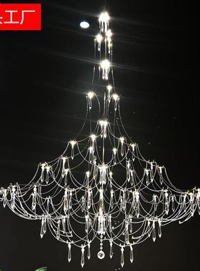 复式楼梯公寓水晶吊灯大厅中空家具展厅光立方样板间家用灯具