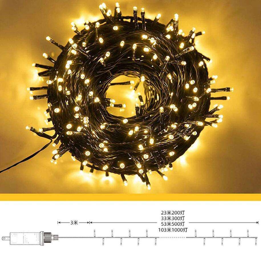 24V低压插电款星星灯串墨绿色闪灯串灯小彩灯圣诞节日装饰