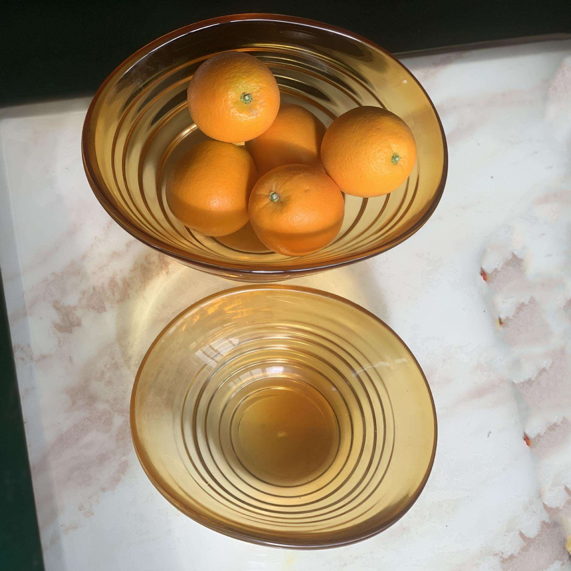 现代创意加厚玻璃果盘家居客厅茶几摆件样板房软装简约桌面收纳盘