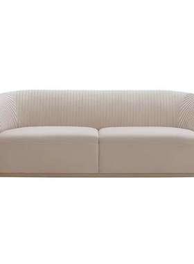 美式轻奢田园风墨绿色直排沙发欧式布艺多人位靠背褶皱设计沙发