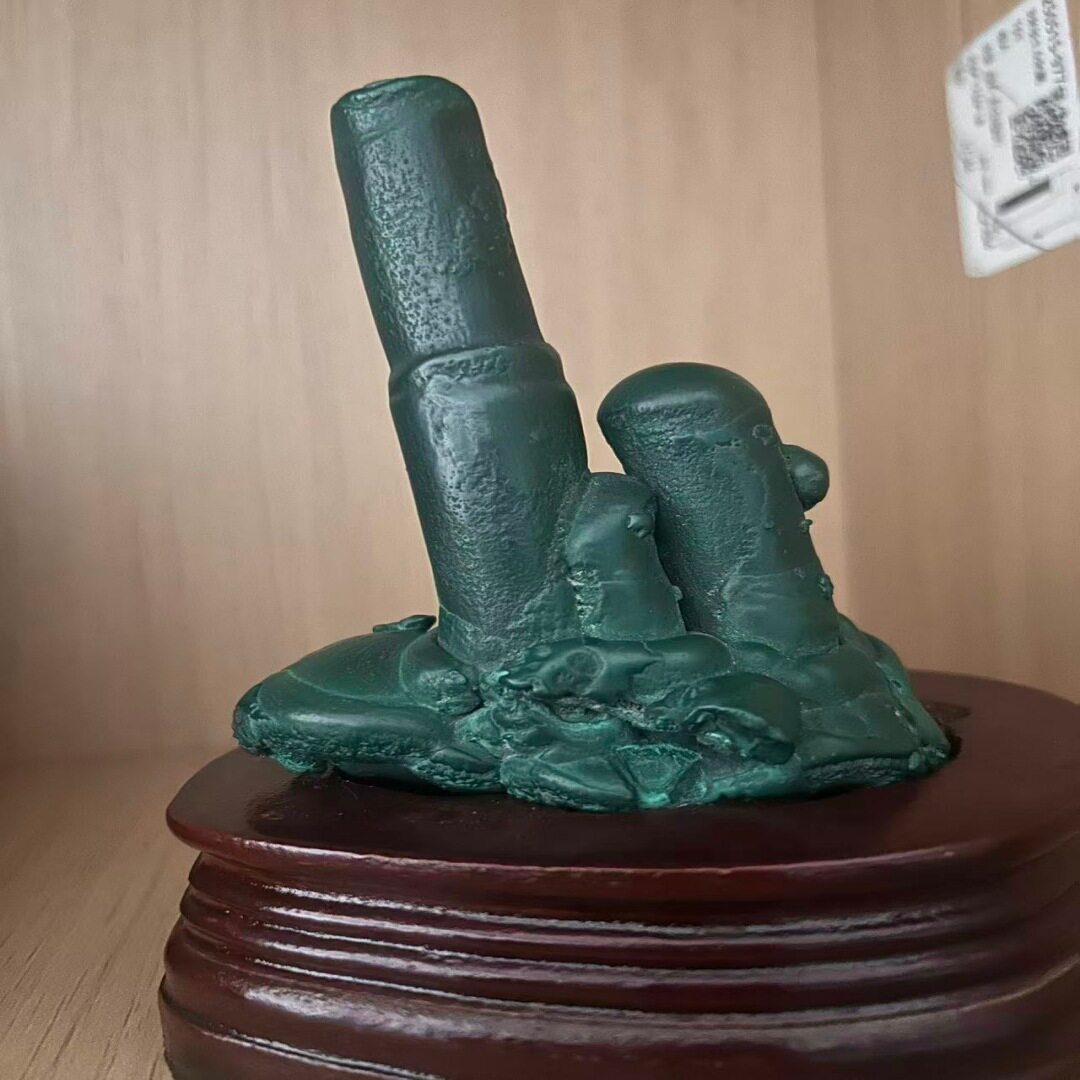刚果柱状孔雀石矿物晶体家居生活招财摆件奇石头原石收藏品观赏石