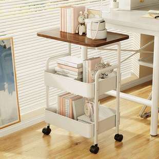 流水摆件客厅沙发边几创意推车收纳移动带轮茶桌家用卧室流水摆件