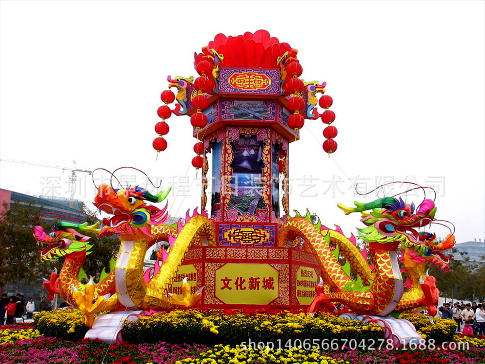 龙年花灯春节灯会装饰品大型喜迎门拱门花市花街活动市民广元宵节